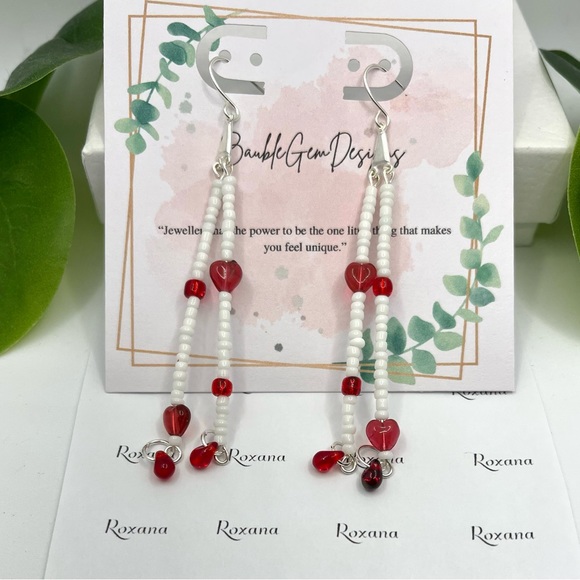 Unique Quality Handcrafted Earrings-Boho hearts and teardrop crystal chandelier - Picture 1 of 4